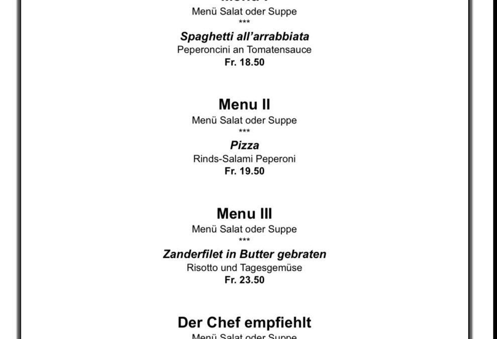 Mittagsmenu 13.03.2026