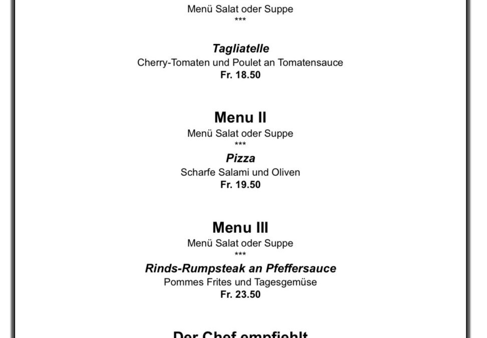Mittagsmenu 19.03.2026