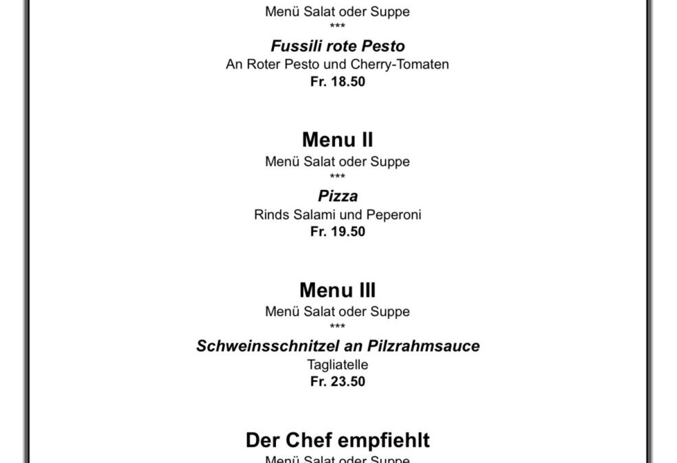 Mittagsmenu 25.3.26
