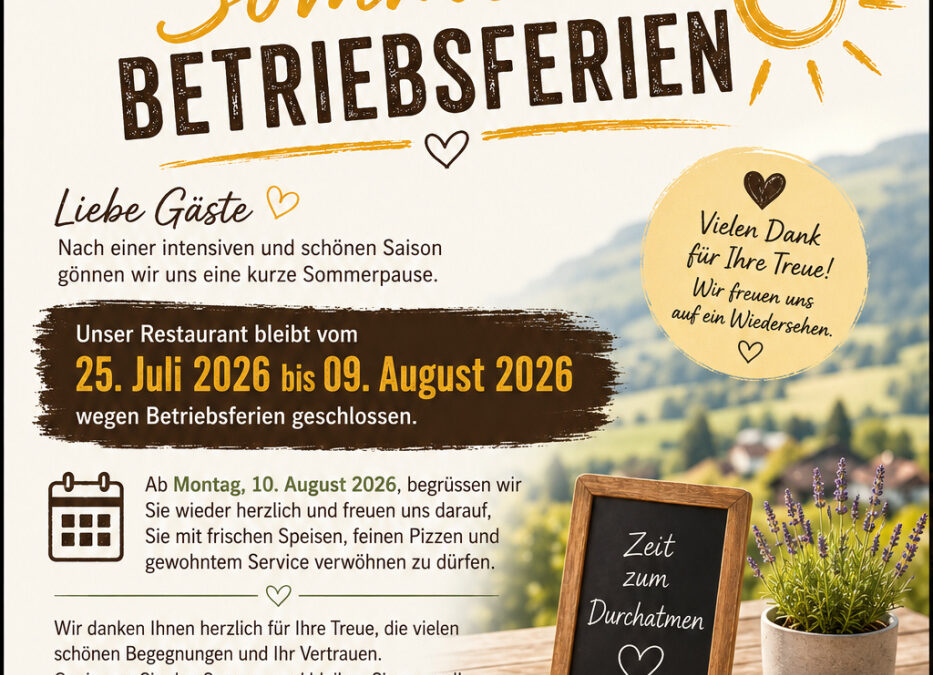Sommerferien/Betriebsferien